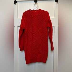 Fabkids Girls Size 8 Medium Red Cable Knit Sweater Dress Long Sleeve EUC
